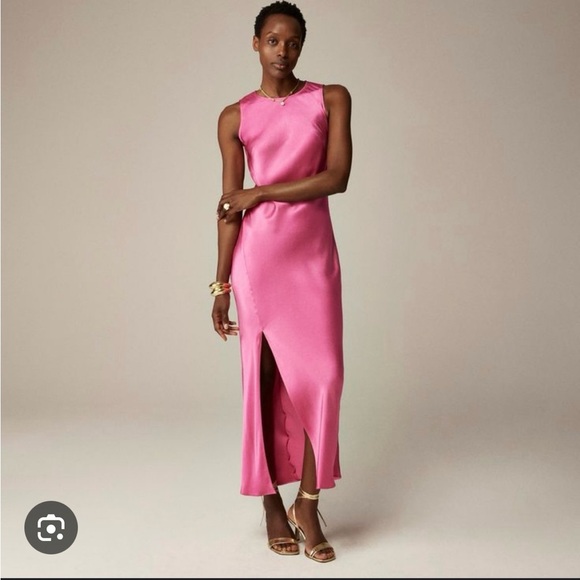 J. Crew High Neck Slip Dress in Luster Crepe Lt Khaki, Sz 8 Formal Wedding Guest - Picture 14 of 14